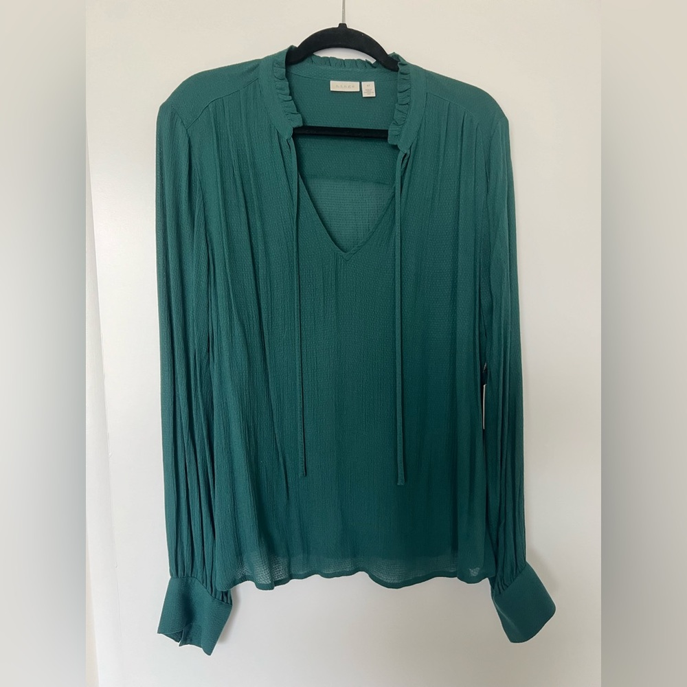 Green Long Sleeve Hinge Flowy Shirt XL